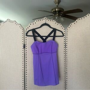 Purple Lululemon Criss Cross Strap Built in Bra Tank Top